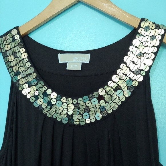 MICHAEL Kors Tank Top Sequin Neckline Brown Size  M - Picture 4 of 9